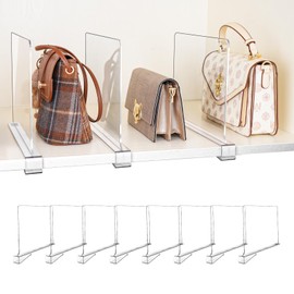 8 Pack Shelf Dividers, Adjustable Shelf Dividers for Closet Organization with Non-Slip Design, Clear Acrylic Shelf Dividers for Clothes, Handbags, Purses, Towels, Bookshelf in Home Organization