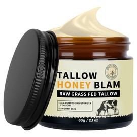 Beef Tallow, Beef Tallow Skincare, Tallow and Honey Balm Face Body, Beef Tallow Moisturizer Hydrates and Nourishes the Skin, Grass Fed Whipped Tallow Face Cream Body Lotion 2oz