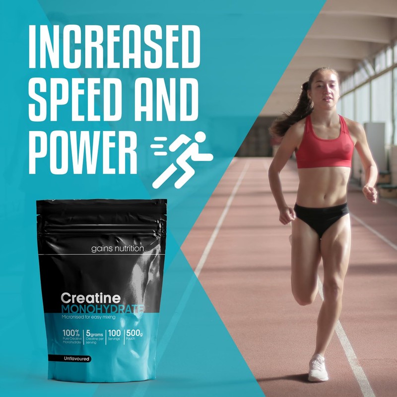 Creatine Monohydrate Powder, 500g, 100 Servings, Unflavoured