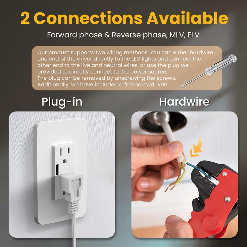 12v 60w led Transformer,dimmable leddriver Compatible with Lutron&Leviton, Phase, Triac,