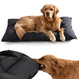 WooPetty Chew Proof Indestructible Dog Bed for Medium Dogs, Durable Dog Bed for Aggressive Chewers, Undestroyable Crate Pad for Kennel, Machine Washable and Waterproof Black 22"x35"