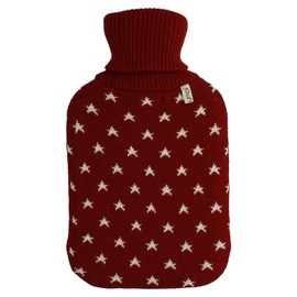Umoi Eco Hot Water Bottle 2 Litre with High Quality Knitted Cover and Stars Design red