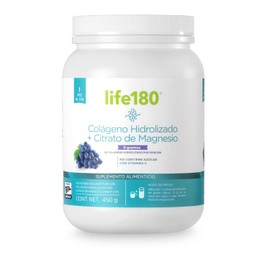 Life180, Colgeno Hidrolizado con Citrato de Magnesio en Polvo sin Azcar de 450 gr, 9gr de Colgeno por Porcin, 30 Porciones, Pptidos Bioactivos,...    