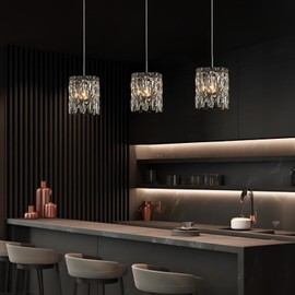 NISIDUN Modern K9 Crystal Pendant Lights Kitchen Island Set of 3,Chrome Chandeliers for Dining Room Light Fixtures Over Table,Hanging Lighting for Kitchen Island Entryway Bathroom BedHead Bedroom