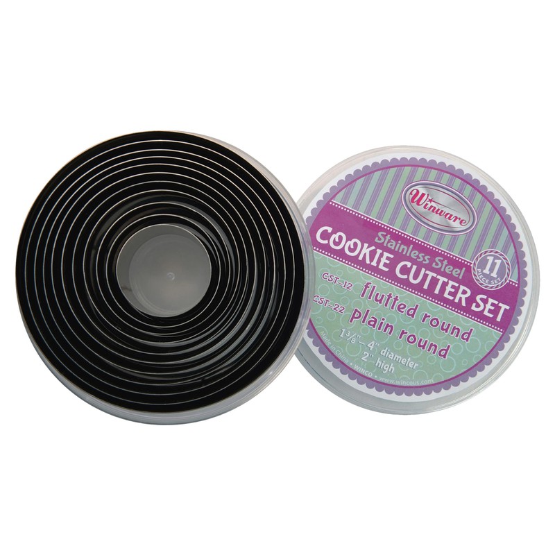 Winco 11 Piece Heavy Stainless Steel Plain Round 1-3/8" to