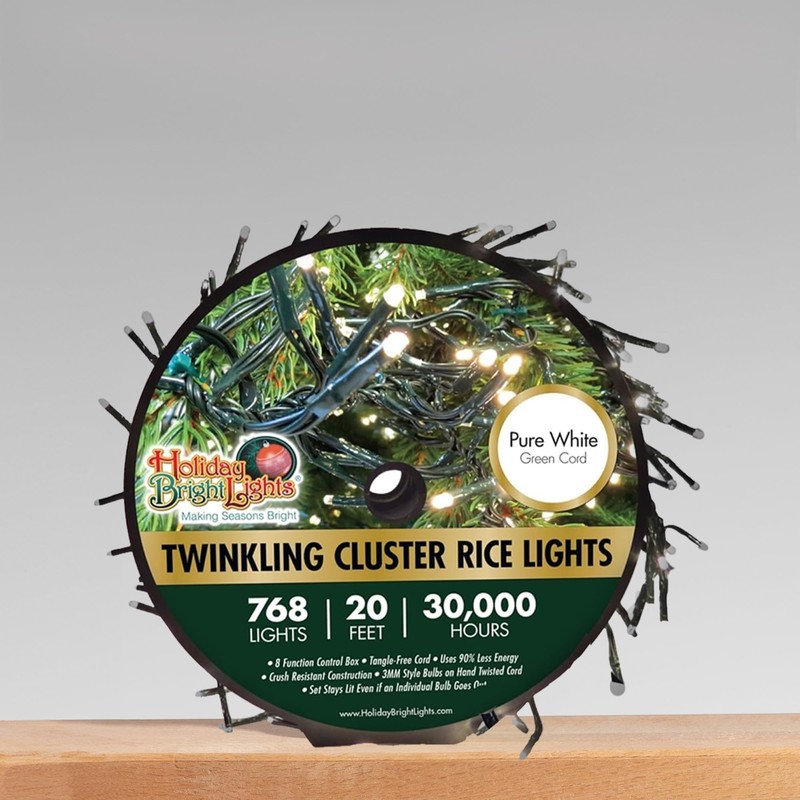 Holiday Bright Lights 20FT Cluster Rice Light Reel with 768