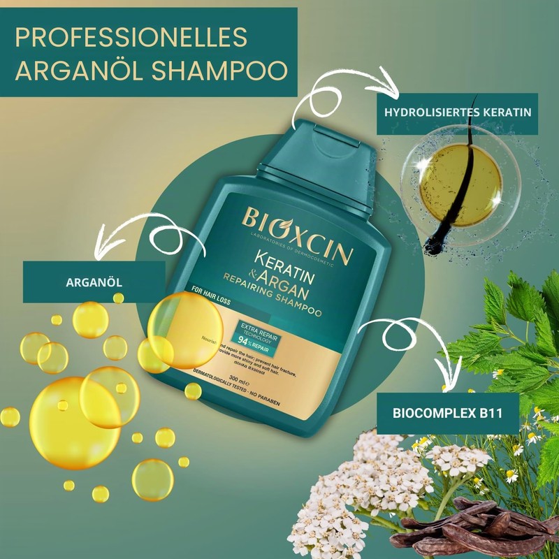 Bioxcin Keratin & Argan Repair Shampoo 300 Ml - Verwittertes