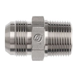 Brennan Industries 2404-08-04 Steel Straight Tube Fitting, 3/4"-16 SAE x 1/4"-18 NPTF Thread, 1/2" Male JIC x 1/2" Male NPTF