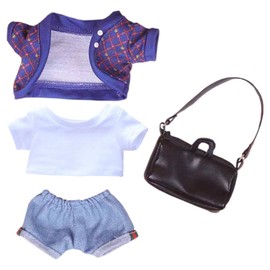 niannyyhouse 7.9 inches (20 cm) Doll Clothes, Blue Coat, Plush Toy, White T-Shirt, Jeans, Black Backpack, Doll Baby Clothes, Cotton Doll Clothes, Dress-Up