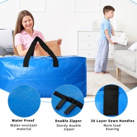 Acnusik Heavy Duty Moving Bags, Extra Large Storage Bags with Zippers Backpack, College Dorm Room Essentials, Moving Totes Clothing Storage Bins, Compatible with IKEA Frakta Cart (12pcs)