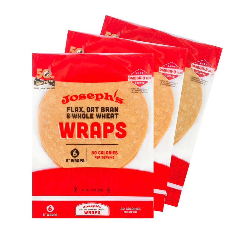 Joseph's Low Carb Wrap Value 3-Pack, Flax, Oat Bran and