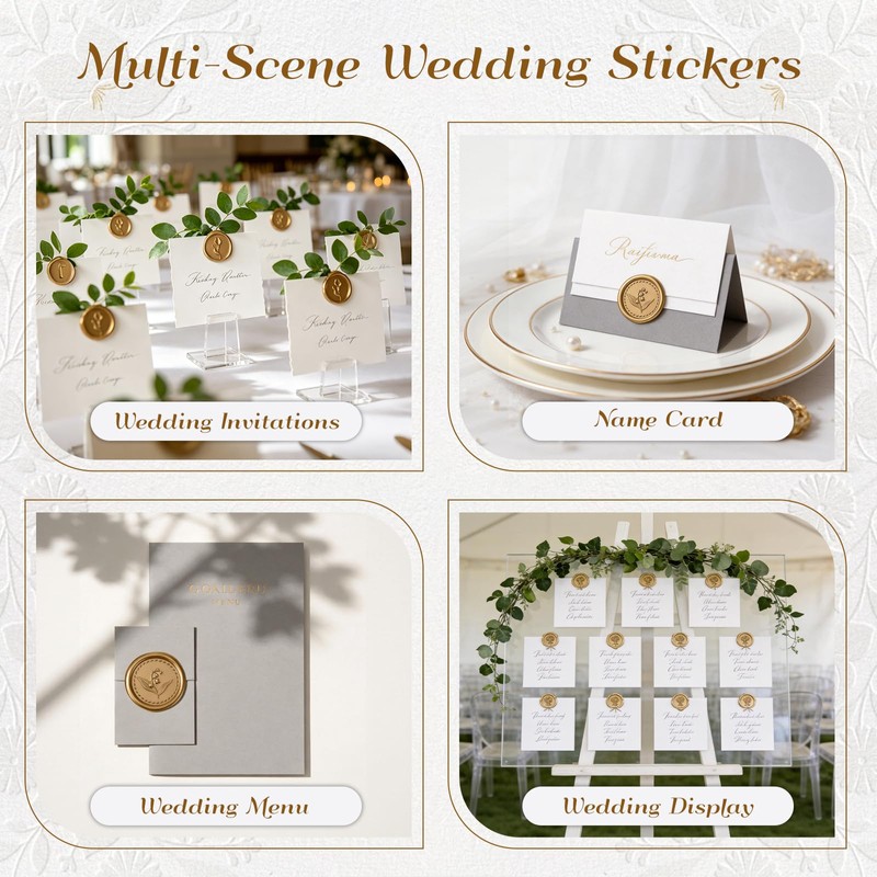 60PCS Floral Wax Seal Sticker Set for Wedding Invitations, Self