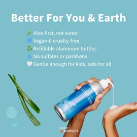 Plaine Products Eco-Friendly Shampoo - Rosemary, Mint, Vanilla - Sulfate Free, 16oz (Refillable Bottle with pump)