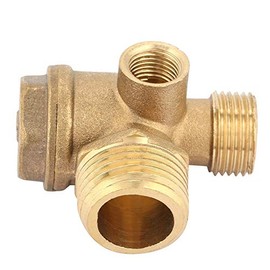 Check Valve 10 x 16 x 20mm 3 Port Brass Air Compressor Male Thread Check Valve Pipe Joint, Air Valve Connector for Joining