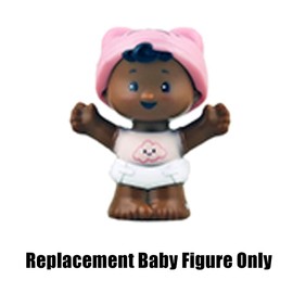 Fisher-Price Replacement Part Little People 1-2-3 Babies Playdate African American Playset GVH47 - Replacement Baby Figure - Brown Hair, Pink Cloud Shirt, Pink Hat