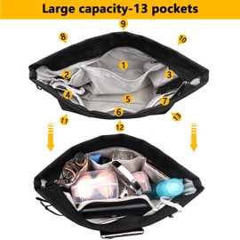 SUPRBIRD Handbag Organiser Nylon, Bag in Bag Organiser, Bag Organiser Bag in Bag Organiser with Key Ring, Waterproof Multi Pockets Inner Pockets (L)