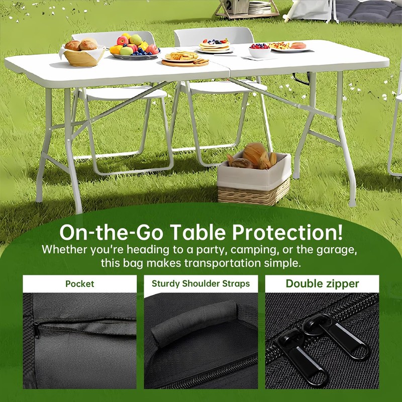 QYILUARE 6 Ft Folding Table Storage Bag-Water-Resistant Heavy Duty Large