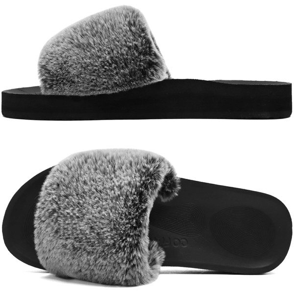 COFACE Plush Slippers Women's Fur Slippers Cosy Slides Women's Slippers