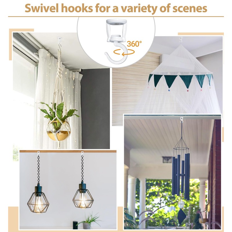 Mkono Ceiling Hooks for Hanging Plants, Heavy Duty Metal Plant