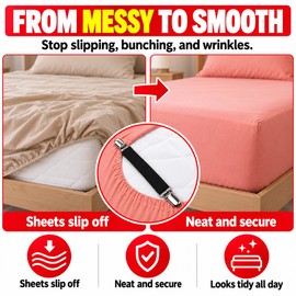 Adjustable Bed Sheet Fastener Straps, 4-Pack Elastic Sheet Grippers with Metal Clips