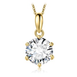 JewelryPalace Round 1ct 1.5ct 2ct 3ct Moissanite Chain Pendant, Simulated Diamond Bridal Jewellery Set, Women's Silver 925 Necklace with Stone, Jewellery Girls Women Rose Gold 45 cm, Gemstone,