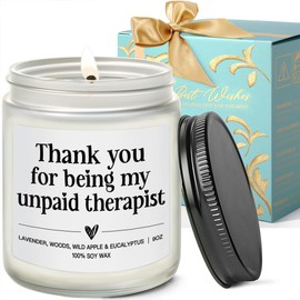 Thanks for Being My Unpaid Therapist Candle Friends Gifts for Birthday Christmas - Thank You Gifts for Teacher, Nurses, Besties, Moms, Sisters - Lavender, Woods, Wild Apple & Eucalyptus Candle 9OZ