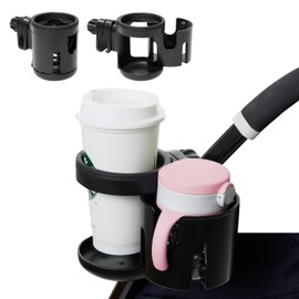 [FOUR LUCKS Original] Baby Stroller Drink Holder, Bottle Holder, Smartphone Holder, Holds 2 Bottles, Adjustable Angle, Bottle Holder, Drink