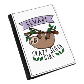 Beware Crazy Sloth Girl Passport Holder Cover