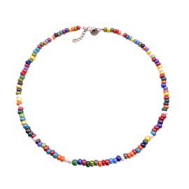 Murano Glass Necklace, Murano Glass Beaded Necklace, Multi-Coloured Rainbow Necklace, Dainty 5mm Murano Glass Beads MGNL1