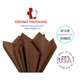 Chocolate Tissue Paper Squares, Bulk 10 Sheets, Premium Gift Wrap and Art Supplies for Birthdays, Holidays, or Presents by Feronia packaging, Large 15 Inch x 20 Inch Made in USA