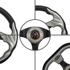 vcoyeix 12.5 inch Golf Cart Steering Wheel for Yamaha, for Club Car DS Precedent Tempo, EZGO TXT RXV, Universal Cool Racing Steering Wheel (Titanium Grey)