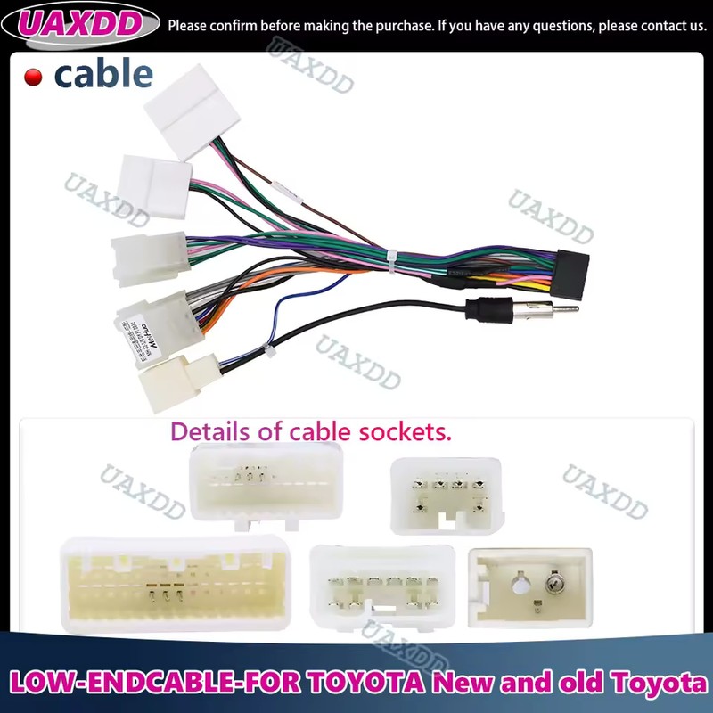 2-Pack Toyota Low-End Car Stereo Wiring Harness Cables, Multiple Vehicle-Specific