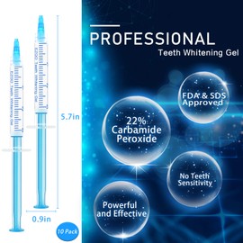 EZGO 10 Pack Teeth Whitening Gel Refills 22% Bleaching Gel, No Sensitive Teeth Whitener, Great for Sensitive Tooth Whitening, Works with Teeth Whitening LED Light and Tray (10X 3ML)