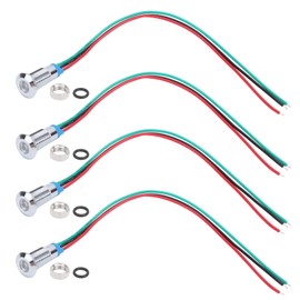 4 Sets PreWired Round LEDs Waterproof 2Color Signal Light Common Anode 8mm 36V(Red and Green )