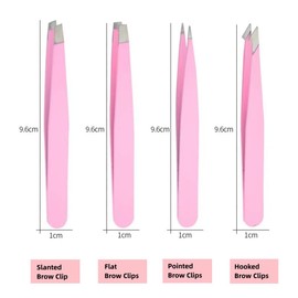 Set of 4 eyebrow tweezers, flat, slanted, pointed and hooked 4 tweezers for eyebrow trimming, professional stainless steel tweezers for eyebrow trimming, blackhead trimming, beard trimming and more