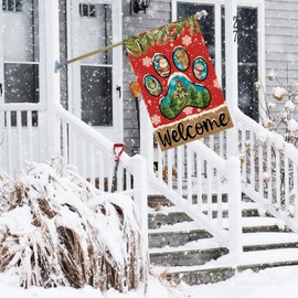 ZAEW Welcome Christmas Dog The Nutcracker Santa Gingerbread Man Snowmans Trees Winter House Flag large 28X40 Inch Big Vertical Double Sided Yard Outdoor Outside Holiday Decoration