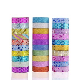 Phantomon Washi Tape Set Kids Tape Decorative Masking Gold Tape All Art Crafts DIY Decor Scrapbook With Re-Positional Colorful Design Multi-Purpose Masking Tape School Supply
