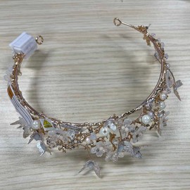 Yean Light Up Butterfly Headband Gold Tiara Headwear Fairy Hair Accessories for Women (Gold-Color Light, One Size)