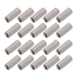 20Pcs Hex Coupling Nut 304 Stainless Steel Rust Proof Female Thread M5 Connector Nut Silver