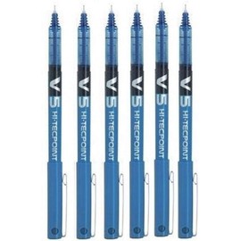 Pilot BX V5 Hi-Tecpoint Tintenroller, extra feine 0,5 mm Spitze, 0,3 mm Strichbreite, 6 Stück blau