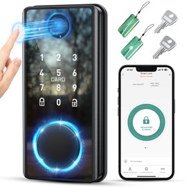PSOS Keyless Entry Smart Deadbolt Lock – Keypad Fingerprint Touchscreen & App Control, Smart Door Lock, Easy Install for Home/Office, Auto-Lock