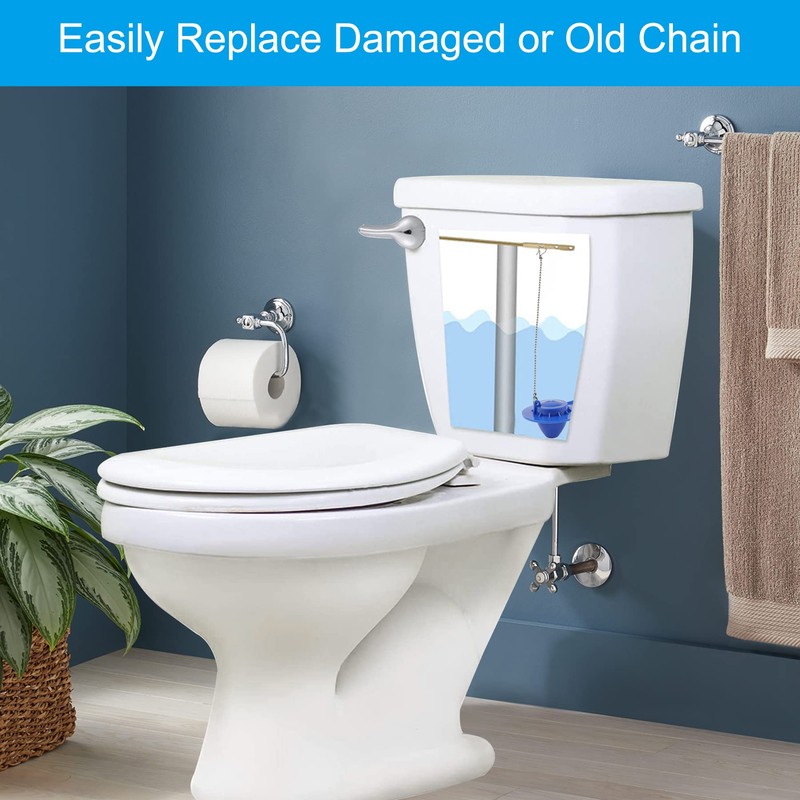 Hibbent 3 Pack Universal Toilet Flapper Chain Replacement Kit,Stainless steel,Including