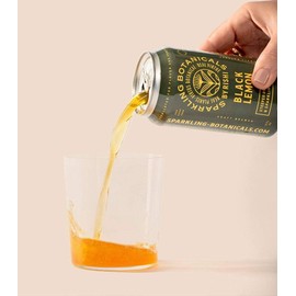 Rishi Tea Black Lemon Sparkling Botanicals Sparkling Water - Organic, Unsweetened, Zero Added Sugar, Caffeinated, Real Plants, Virtus Botanicals - 12 oz (Pack of 12)