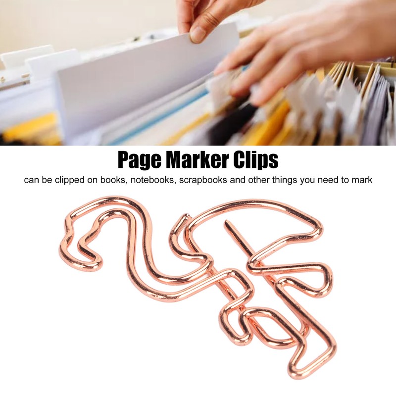 100pcs Flamingo Paper Clip Cute Animal Shape File Note Page