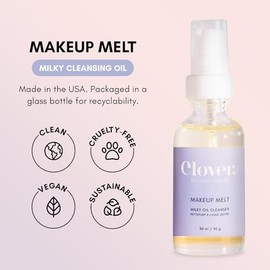 Clover Makeup Melt Milky Cleansing Oil | Gentle Makeup Removal, Skin-Friendly Formula and Residue-Free Rinse | Cruelty-Free & Vegan Cleansing Oil