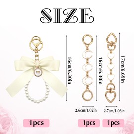 TUUXI 3pcs White Purse Extender Chain Bow Keychain Kits Bag Extender Chain Bag Strap Extenders Purse Charms for Purse Handbags Replacement Purse Making Supplies Purse Accessories