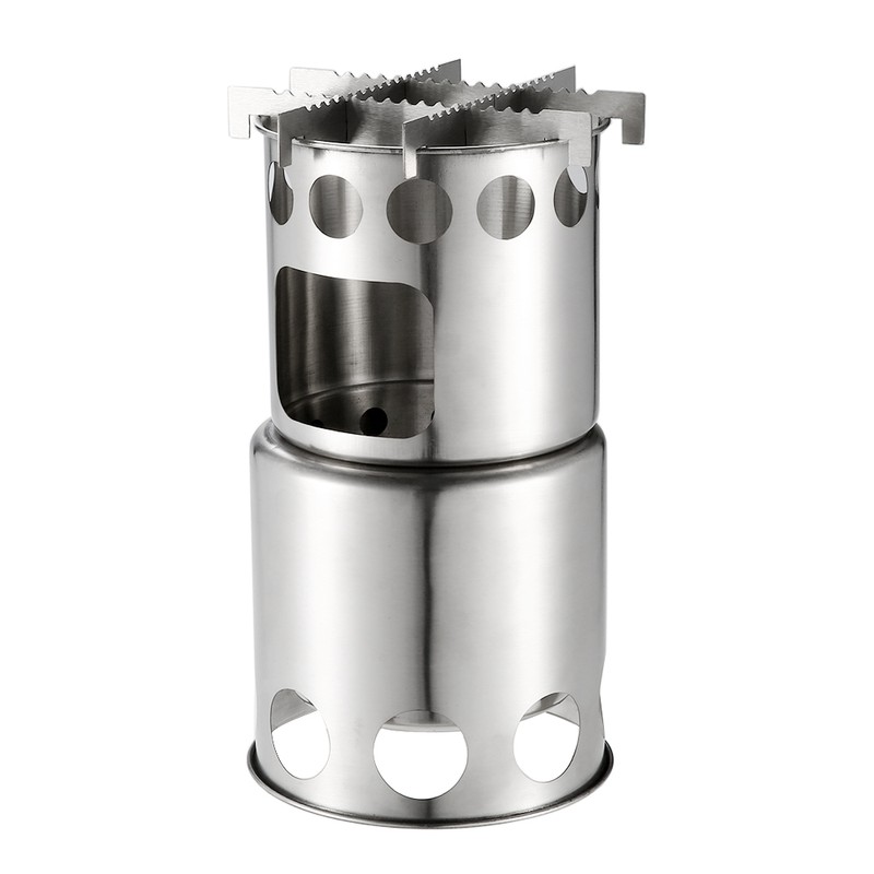 Lixada Portable Stainless Steel Lightweight Wood Stove Outdoor Cooking Picnic