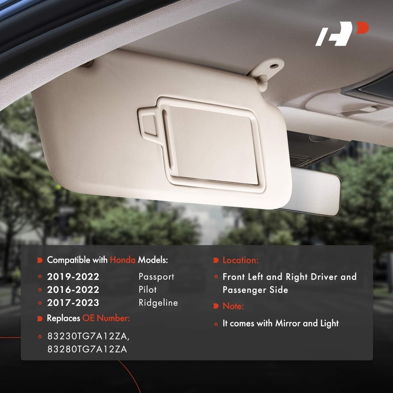 A-Premium Left & Right Sun Visor Assembly Compatible with Honda