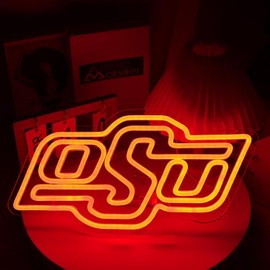 ASDGGBL O Su Neon Signs for Wall Decor, OklahIioma State Football Neon Lights for Sports Fans Gifts, Dimmable LED Neon Signs for Bedroom Room Kids Room Decor Bar Game Room Man Cave Gift