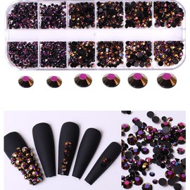 Chunmeng 1500 PCS Crystal AB Rhinestones for Nail Decoration Perfect for Creating Various Styles of Nail Art (Purplish red)
